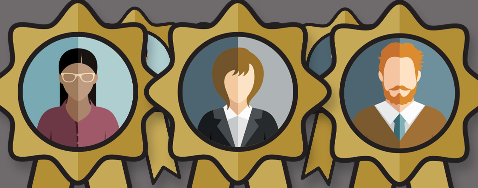Graphic shows awards for customer service with people