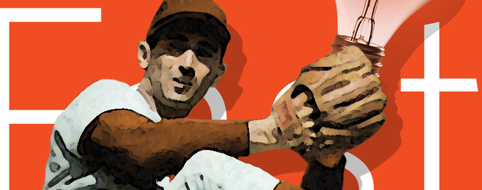 Baseball pitcher throws out a light bulb as though it is a baseball.